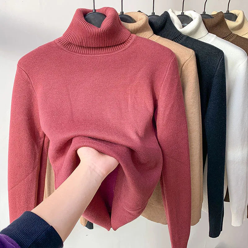 Women's Elegant Turtleneck Winter Sweater - Thick, Warm Knit Pullover Rieworkes