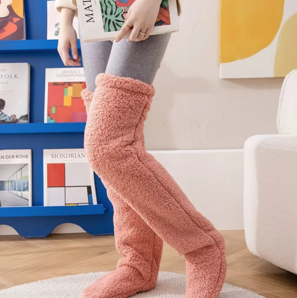 Fuzzy Over Knee High Winter Warm Socks Rieworkes
