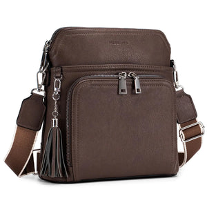 Crossbody Purse for Women,Lightweight Medium Crossbody Bag Soft Leather Women's Shoulder Handbags with Tassel Taupe Rieworkes