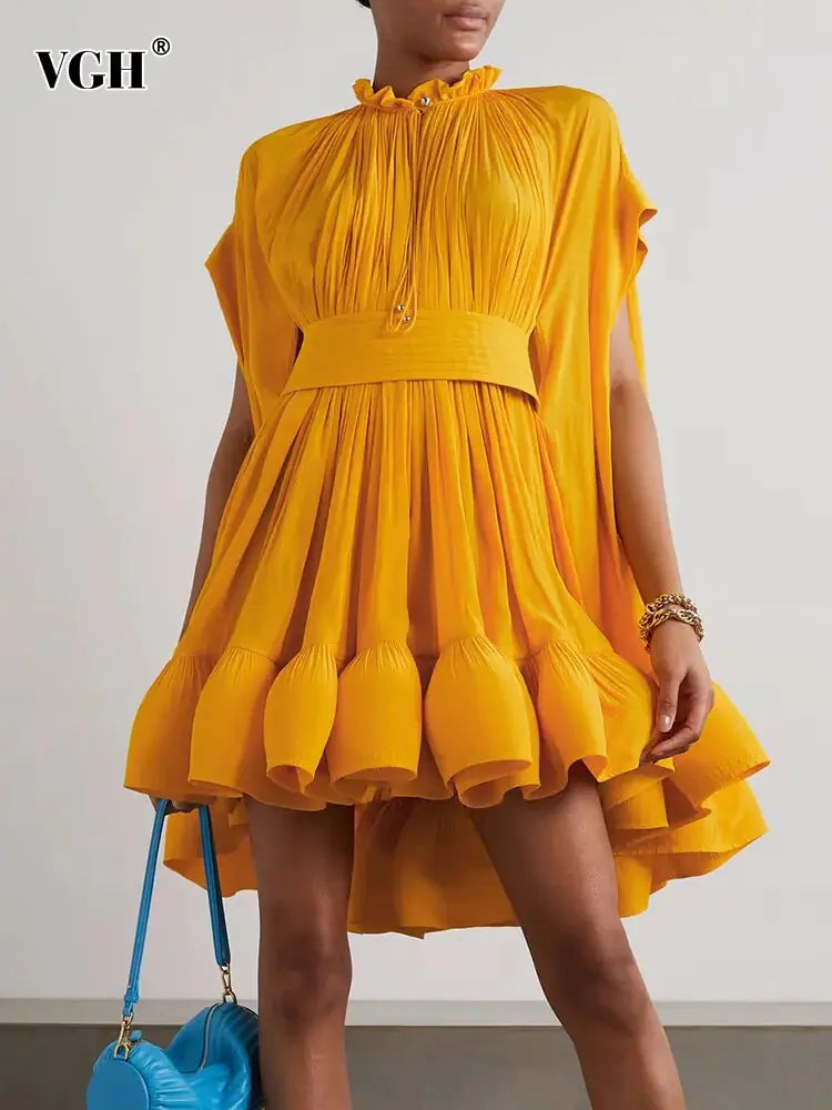 Asymmetrical Solid Mini Dresses For Women Rieworkes