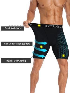 TELALEO 5/6 Pack Compression Shorts Men Spandex Sport Shorts Athletic Workout Running Performance Baselayer Underwear Black(6pcs) Small Rieworkes