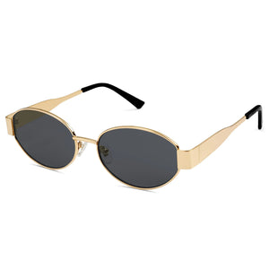 SOJOS Retro Oval Sunglasses for Women Men Trendy Sun Glasses Classic Shades UV400 Protection SJ1217 Gold/Grey Rieworkes