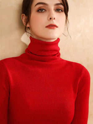 Women's Fitted Cashmere Turtleneck Sweater (Fall/Winter) Mimarta