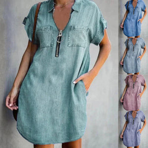 Denim Dress With Zip Closure Rieworkes