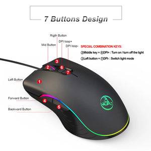 Glowing Wired Gaming Mouse Rieworkes