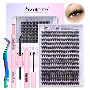 Pawotence Lash Extension Kit DIY 280pcs Individual Lash Clusters Kit 9-16mm 40D Cluster Eyelash Extension Kit with Lash Bond and Seal, Lash Remover, Lash Tweezers for Self Use (40D, 9-16mm, All Kit) 40D KIT all prestige Rieworkes