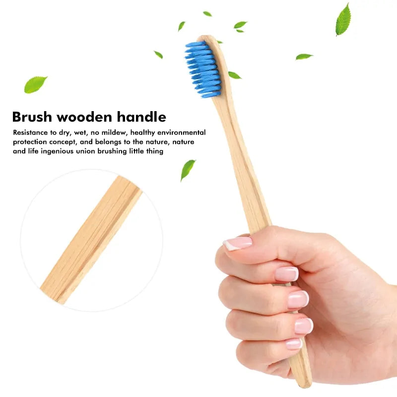 Natural Bamboo Toothbrush Flat Bamboo Handle Soft Bristle Toothbrush Rieworkes