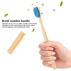 Natural Bamboo Toothbrush Flat Bamboo Handle Soft Bristle Toothbrush Rieworkes
