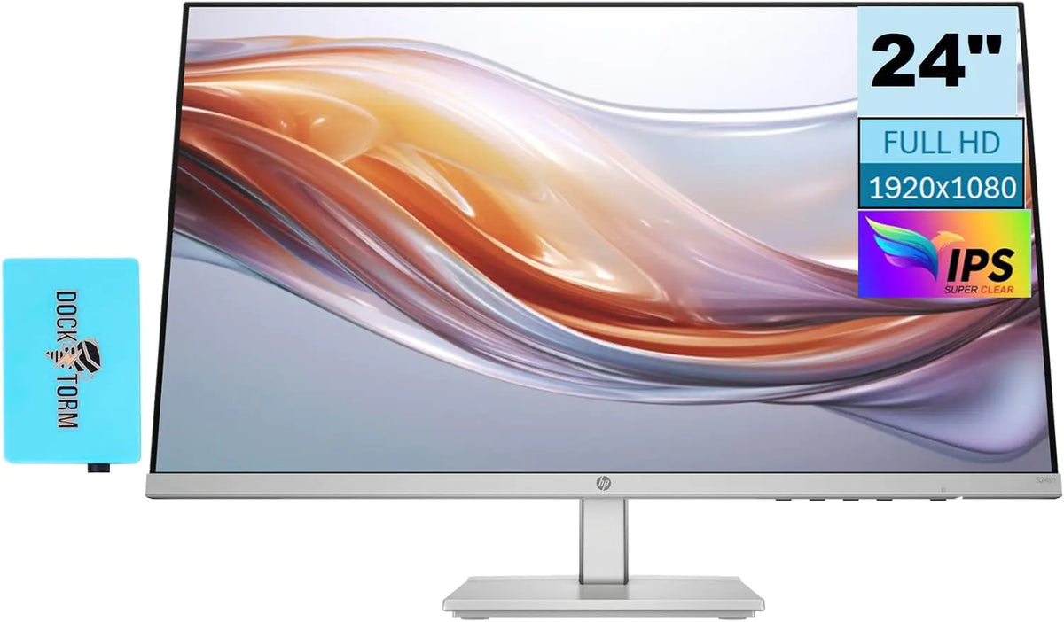 HP Series 5 524sh Monitor (Replaces M24h) 24" FHD IPS 300 Nits Display w/Docztorm USB Port Expander 1x HDMI 1x VGA Flicker-Free -5 to +25 Degrees Adjustable Tilt Black/Silver (2024 Latest Model) Mimarta