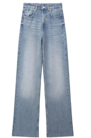 Fashion Casual High Waist Straight Wide Leg Denim Trousers For Women Rieworkes