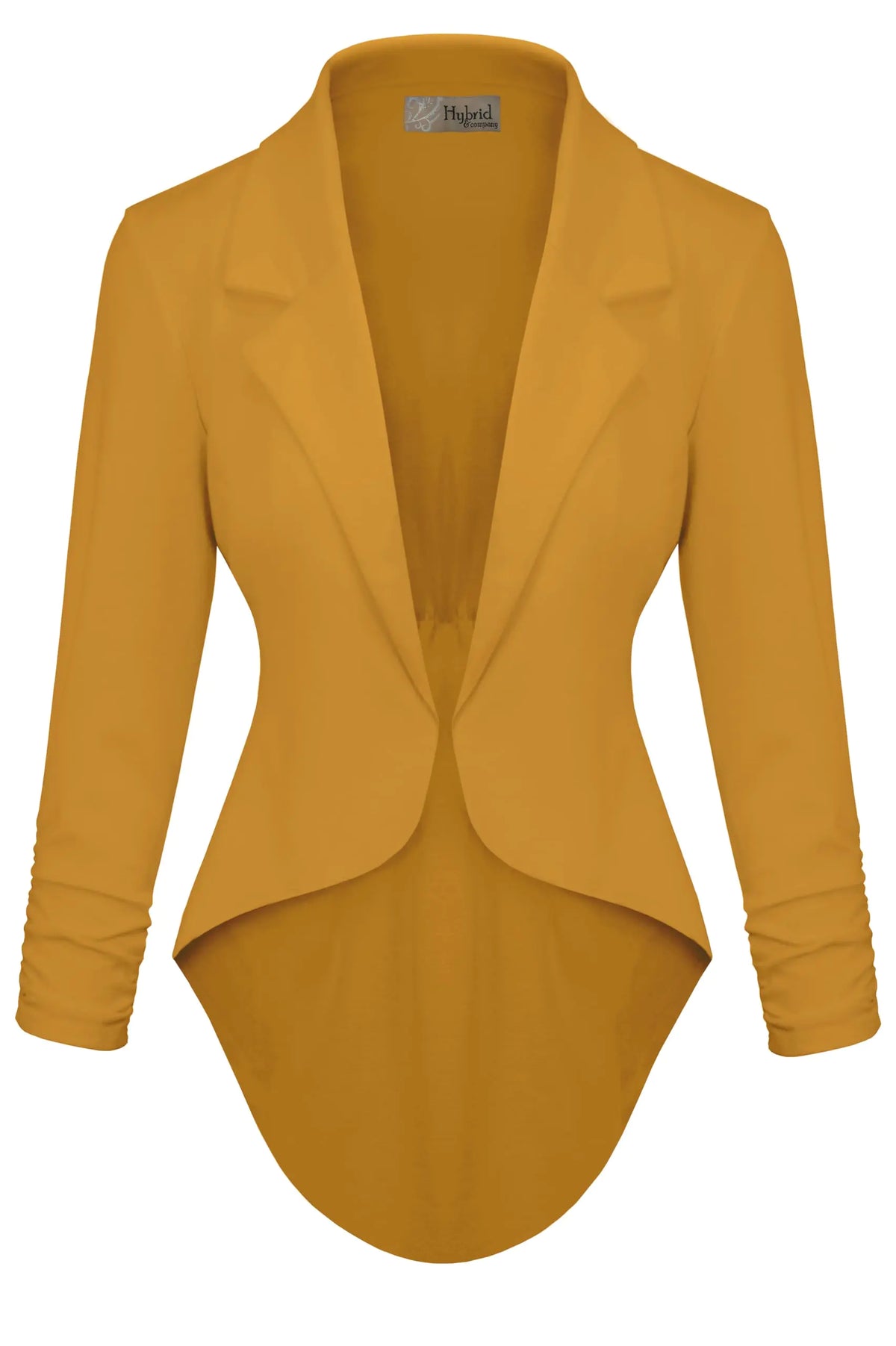 Hybrid & Company Womens Casual Work High Low Blazer Jacket JK45590X 1073T Mustard 1X Rieworkes