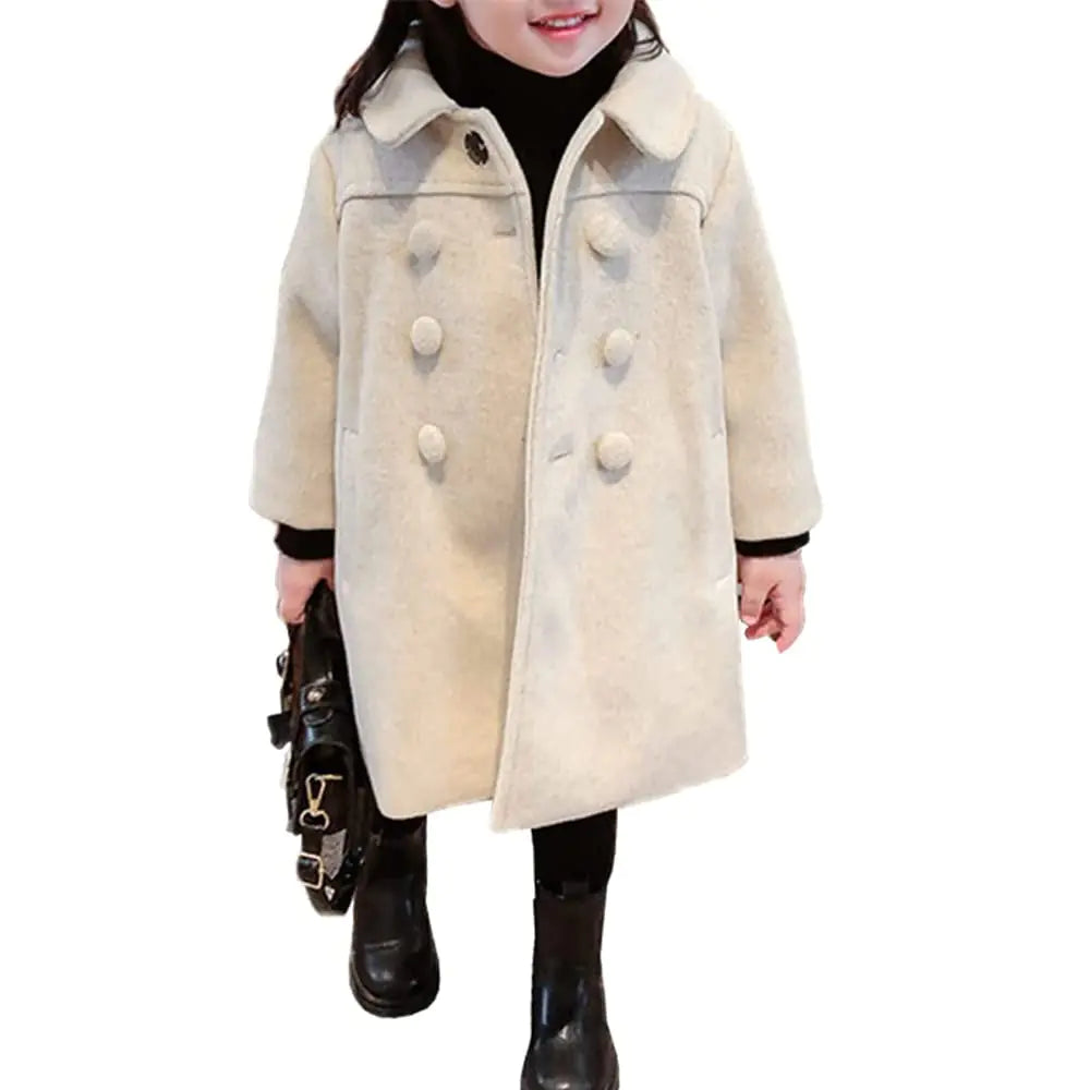 GLIGLITTR Toddler Baby Girl Winter Coat Dress Coat Warm Jacket Long Sleeve Button Trench Coat Kids Peacoat Outwear Clothes(3-4T Beige) Mimarta