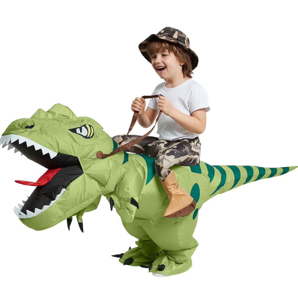 One Casa Inflatable Dinosaur Costume Riding T Rex Air Blow up Funny Fancy Dress Party Halloween Costume for Kids 2-3 Yrs Rieworkes