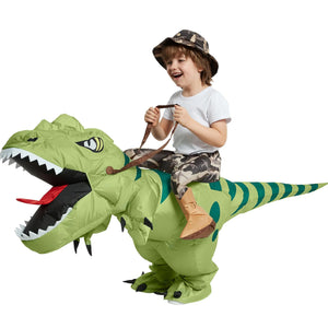 One Casa Inflatable Dinosaur Costume Riding T Rex Air Blow up Funny Fancy Dress Party Halloween Costume for Kids 2-3 Yrs Rieworkes