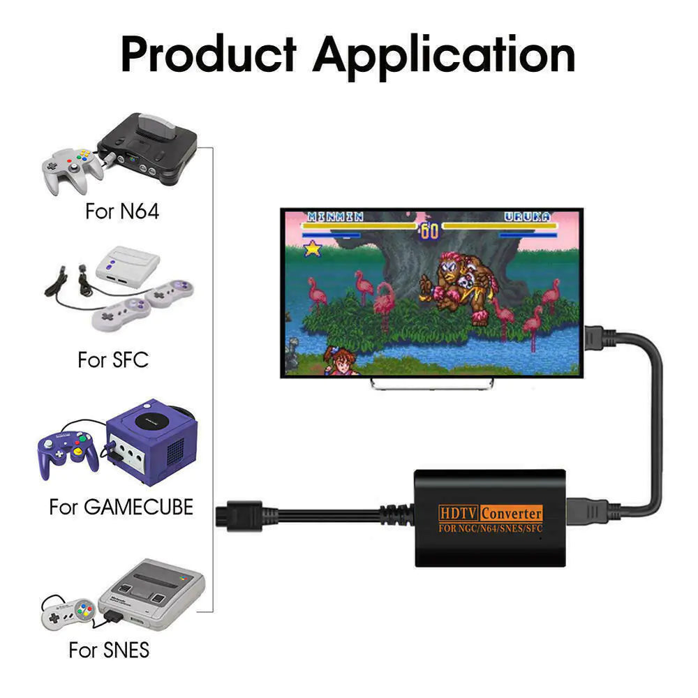 N64 To HDMI Converter Adapter HD Link Cable For Nintendo Gamecube Super NES SNES Rieworkes