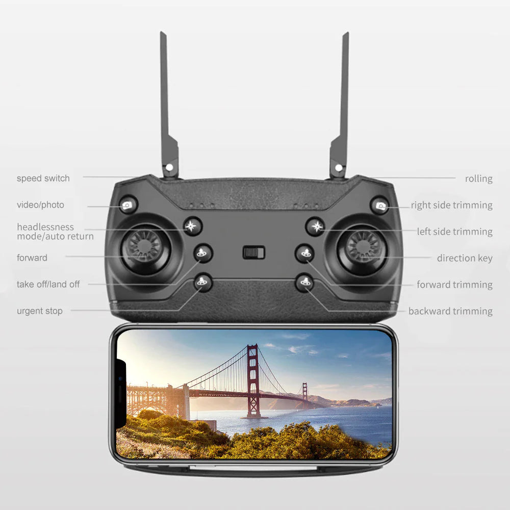 2023 New RC Drone With 4K HD Dual Camera WiFi FPV Foldable Quadcopter +4 Battery Mimarta