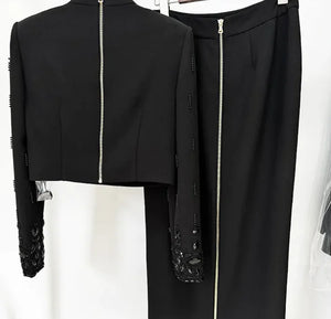 Elegant Rhinestone Long Skirt Set Mimarta