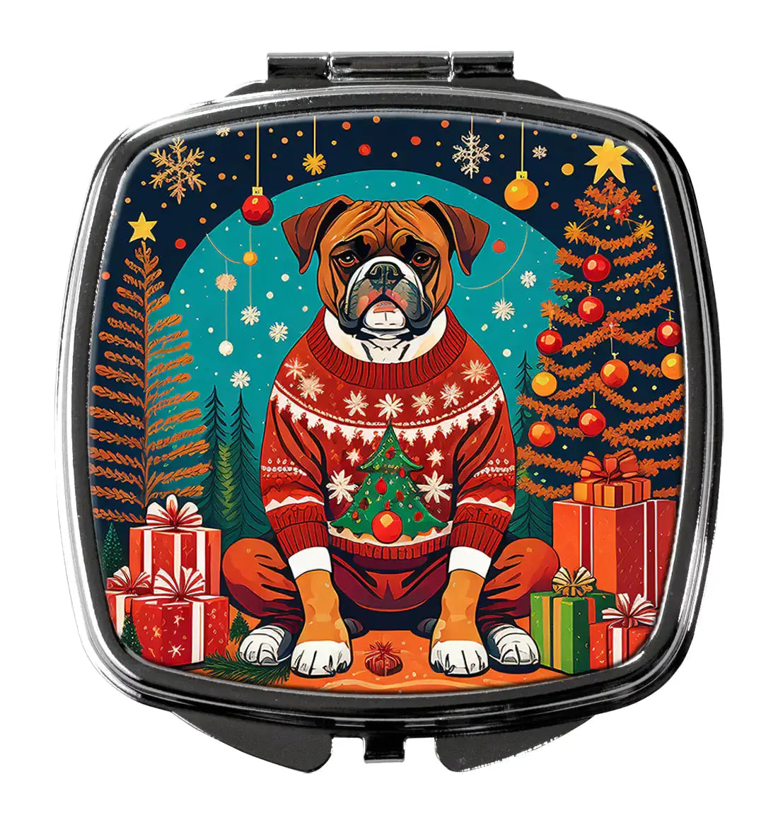 Boxer Christmas Compact Mirror Rieworkes