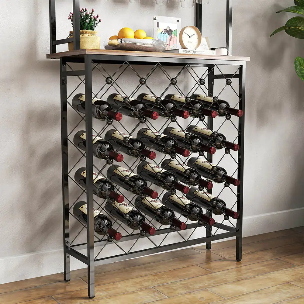 Tall Wine Holder Stand With Wine Glass Holder Rieworkes