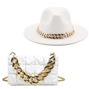 Fedora Hats Women Luxury Accessories Gold Chain Rieworkes
