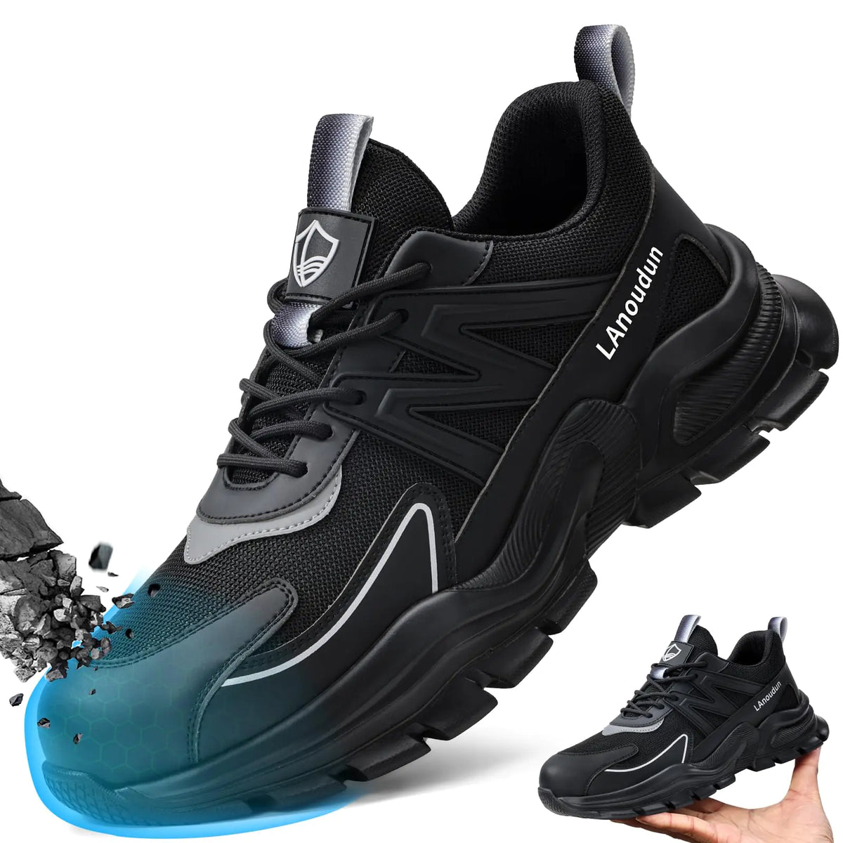 Steel Toe Shoes for Men Women Work Shoes Sneakers Comfortable Lightweight Safety Shoes Puncture Proof Slip Resistant Work Utility Shoes Rieworkes