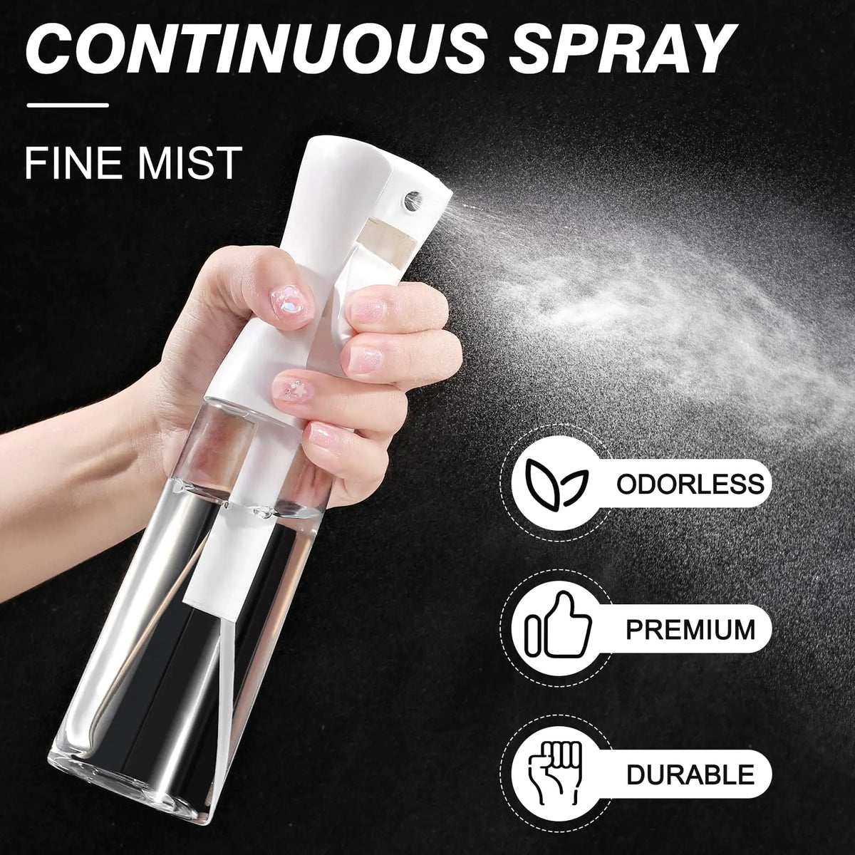 Continuous Spray Bottle for Hair (10.1oz/300ml) 2 Pack Home Essentials Spray Bottles For Cleaning Empty Ultra Fine Water Mister Sprayer For Hairstyling Garden Plants Curly Hair Perfume Etc Rieworkes