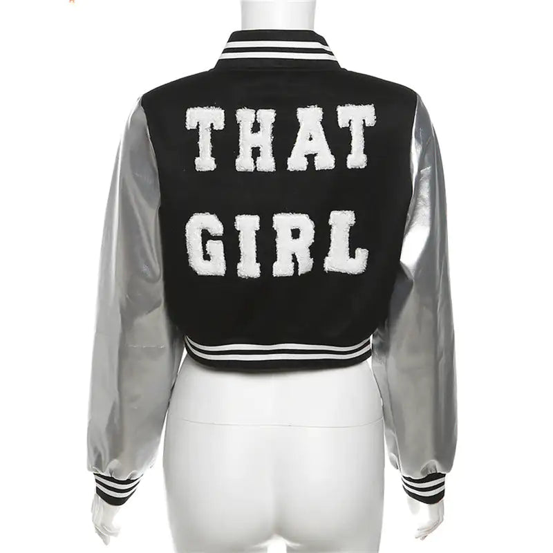 Metallic Cropped Varsity Jacket Rieworkes
