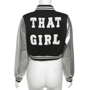 Metallic Cropped Varsity Jacket Rieworkes