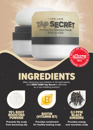 I DEW CARE Dry Shampoo - Tap Secret Trio Gift set, With Black Ginseng, Non-aerosol, Benzene-free,Powder, Fuller Looking Hair, No White Cast, Kbeauty, 3 Count, 0.81Oz 0.24 Ounce (Pack of 3) 03 Tap Secret Trio (White) Rieworkes