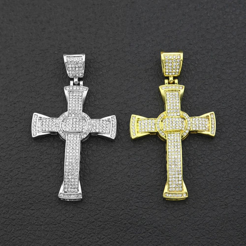 Luxury Hip Hop Diamond Cross Jewelry Combo Set Rieworkes
