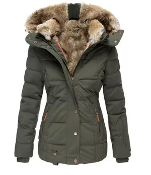Fur collar long sleeve slim-fit cotton coat Rieworkes
