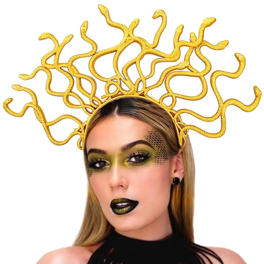 BARTOSI Medusa Costume Headband Gold Snake Headpiece Halloween Costume Hair Accessories for Women Mimarta