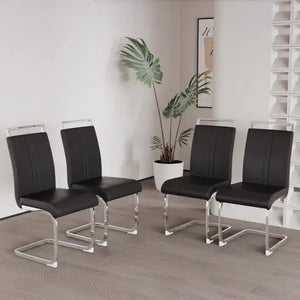 Modern Dining Chairs,PU Faux Leather High Back Upholstered Side Chair With C-shaped Tube Plating Metal Legs For Dining Room Kitchen Vanity Patio Club Guest Office Chair Set Of 4 Rieworkes