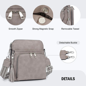 Crossbody Purse for Women,Lightweight Medium Crossbody Bag Soft Leather Women's Shoulder Handbags with Tassel Taupe Rieworkes