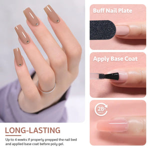 GAOY Poly Gel Nail Kit with U V Light Starter Kit, 6 Colors Nude Pink Black Builder Gel Nail Extension Kit for Beginners with Everything Nail Art DIY at Home Set C Rieworkes