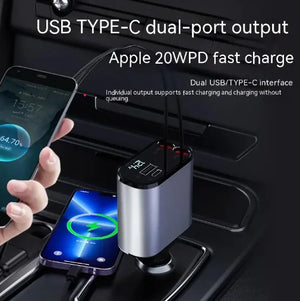 Metal Car Charger 100W Super Fast Charging Car Cigarette Lighter USB-C Adapter Rieworkes