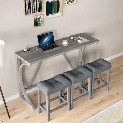 Bar Table Set With Power Socket, Bar Table And Chair Set For Living Room, Dining Room, Games Room Rieworkes