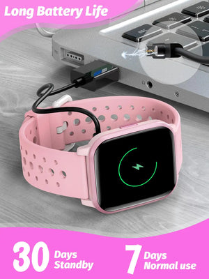 Kids Smart Watch Girls Boys, Smart Watch for Kids Game Smart Watch Gifts for 4-16 Years Old with Sleep Mode 20 Sports Modes 5 Games Pedometer Birthday Gift for Boys Girls (Pink) Pink Rieworkes