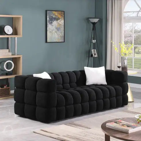 84.3 Length ,35.83 Deepth ,human Body Structure For USA People, Marshmallow Sofa,boucle Sofa ,White Color,3 Seater Rieworkes