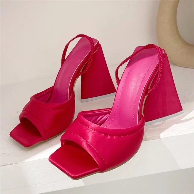 Slides Mules Summer Silk Thick Block Heels Rieworkes