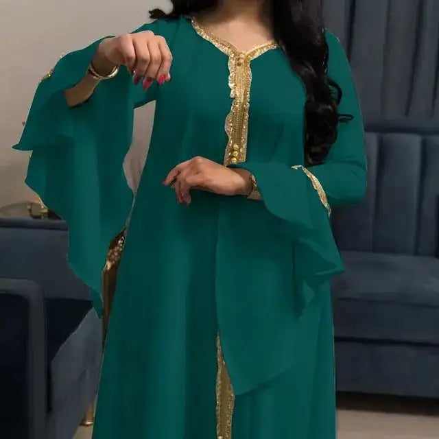Modest Fashion For Women With Ruffled Sleeves And Embroidered Abaya Rieworkes