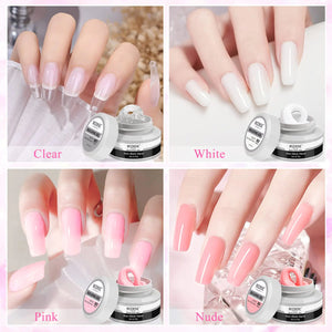 MIZHSE Solid Builder Gel, Nail Sculpture Gel Non-Sticky 4 Colors Nude Clear White Pink Hard Builder Gel Nails UV LED Nail Extension Gel For Nail Salon Home Manicure C-Classic Colors * 4 Rieworkes