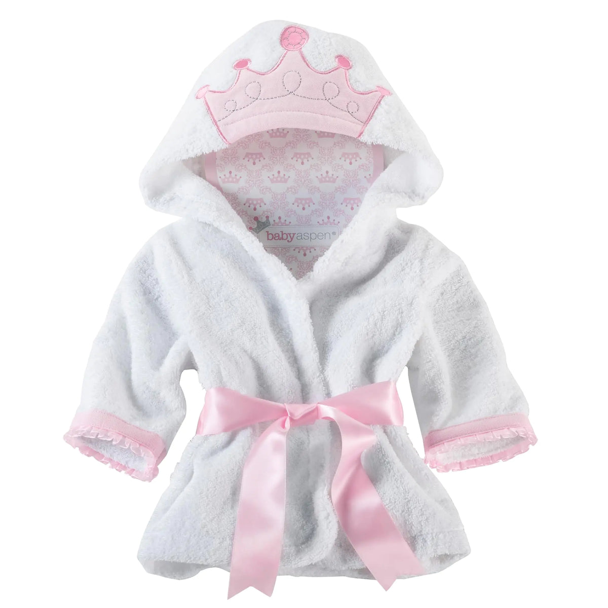Baby Aspen Little Princess Hooded Towel Robe 0-9 Months Baby Bath Towel/Spa Robe Mimarta