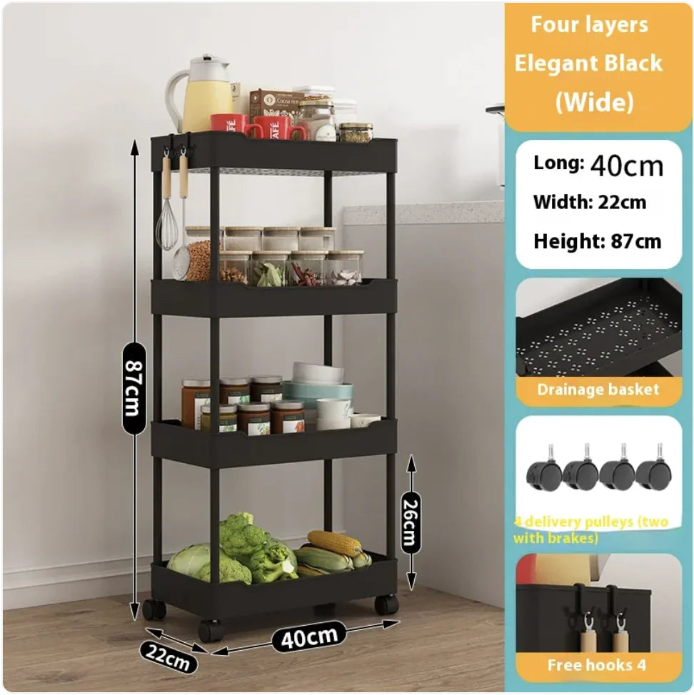 Multi-Tier Kitchen Floor Standing Storage Cart Rieworkes