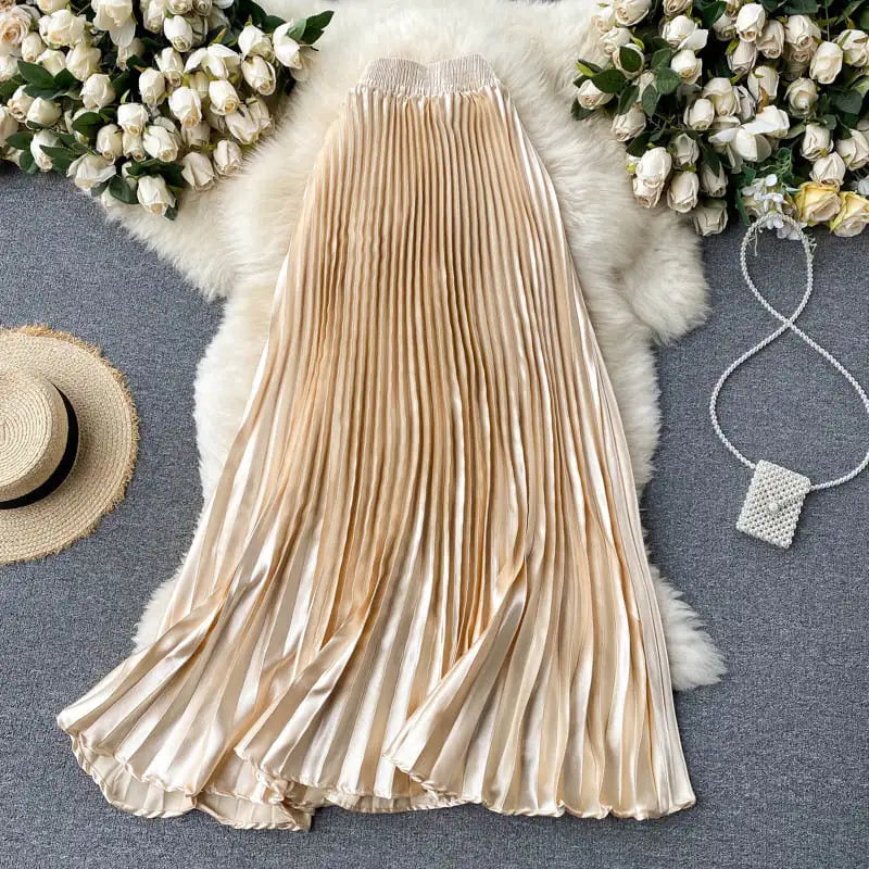 Trendy Light Luxury Pleated Mid-length Skirt Mimarta