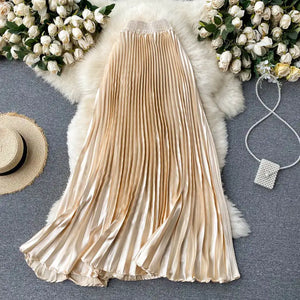 Trendy Light Luxury Pleated Mid-length Skirt Mimarta