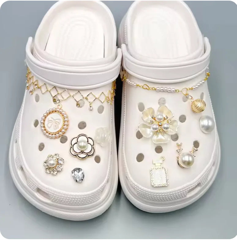 Pearl Chain Shoe Charms for Crocs and Sandals - Elegant DIY Decorations for Women Rieworkes