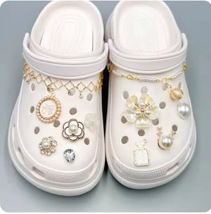 Pearl Chain Shoe Charms for Crocs and Sandals - Elegant DIY Decorations for Women Rieworkes