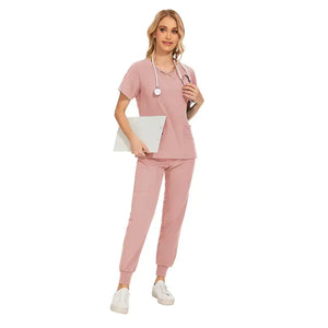 Stretch Women Slim Fit Scrubs Medical Uniforms Set Rieworkes