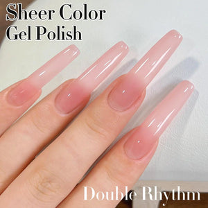 Double Rhythm Translucent Gel Polish Sheer Neutral Natural Light Milky Same Color Same Bottle 15ML Jelly Nail Polish Nail Art DIY at Home (Milky Rose Pink-A1380) Rieworkes